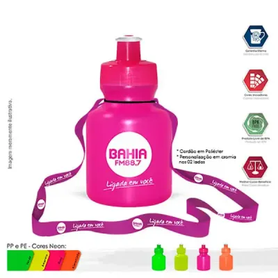 Squeeze 300ml com Cordão Neon