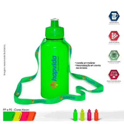 Squeeze 550ml com Cordão Neon