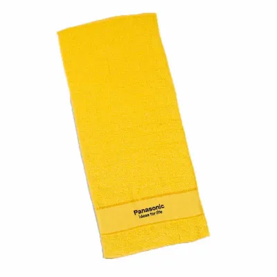 Toalha fitness 100% algodão Personalizada amarela com logo preto