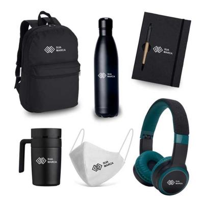 Kit integração premium com mochila, garrafa, copo, mascara, fone e copo