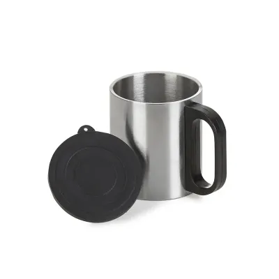 Caneca de inox 180ml com cabo e tampa